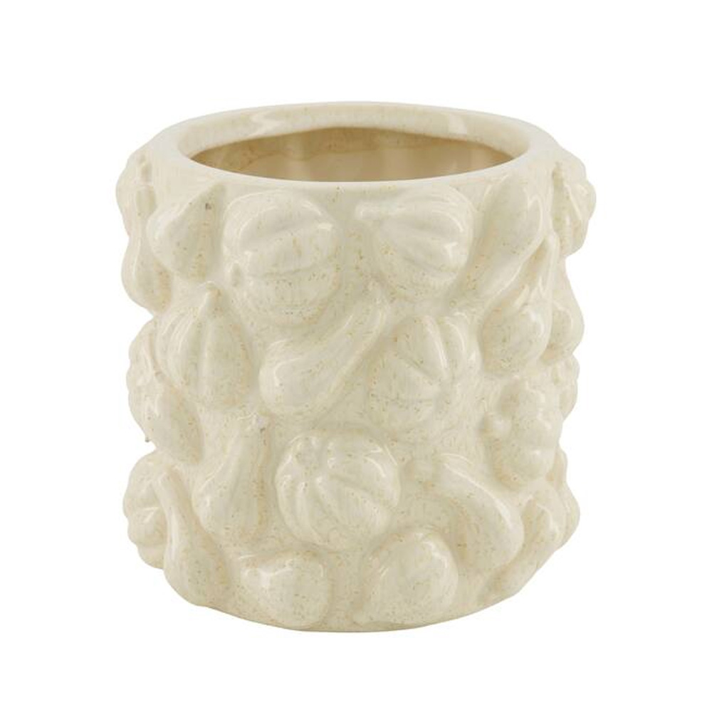 PLANTER ROUND PUMPKIN CERAMIC WHITE 18X18X17CM