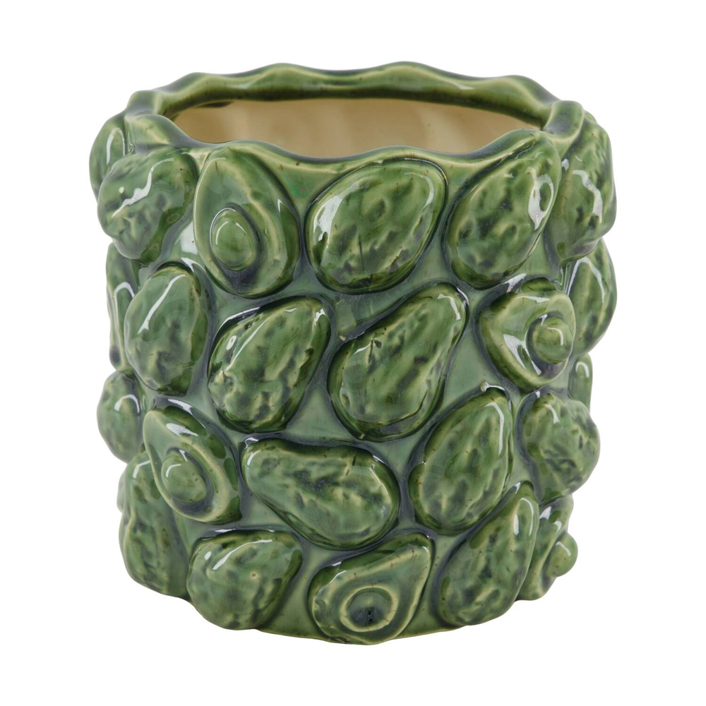 PLANTER ROUND AVOCADO GREEN CERAMIC 18X18X17CM
