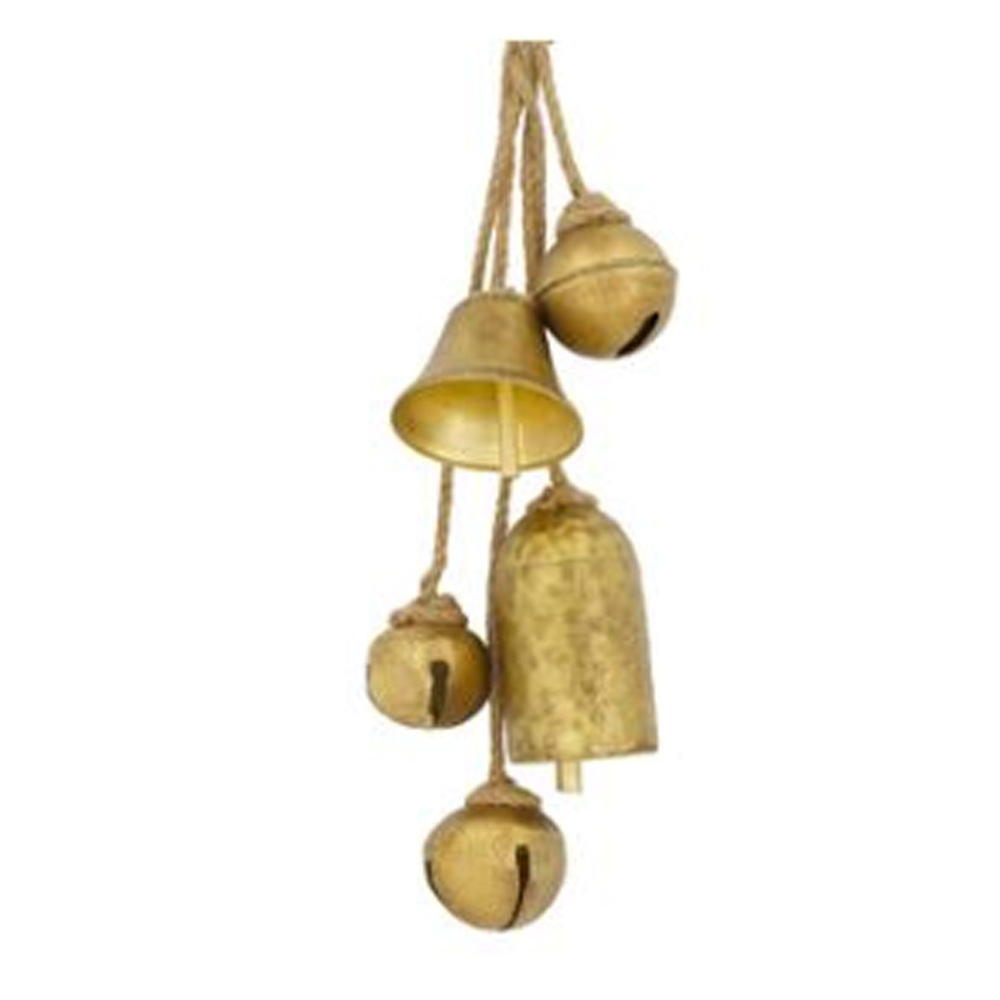 BUNDLE BELL METAL WITH HANGER GOLD 17X14X53CM