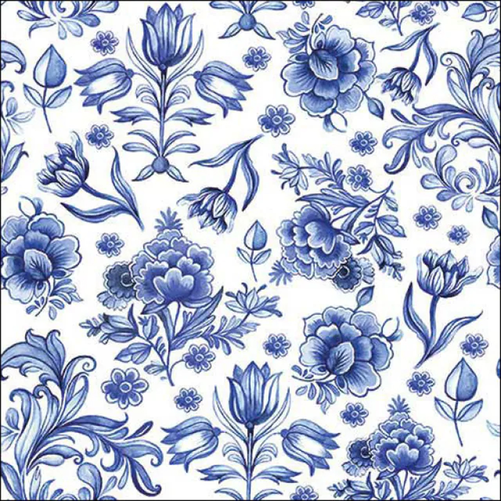 NAPKIN DELFT BLUE FLOWERS FSC 3PLY 33X33CM 20PCS