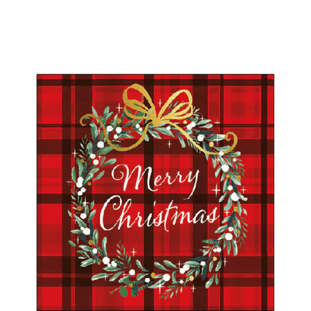 NAPKIN CHRISTMAS PLAID RED FSC 3PLY 25X25CM 20PCS