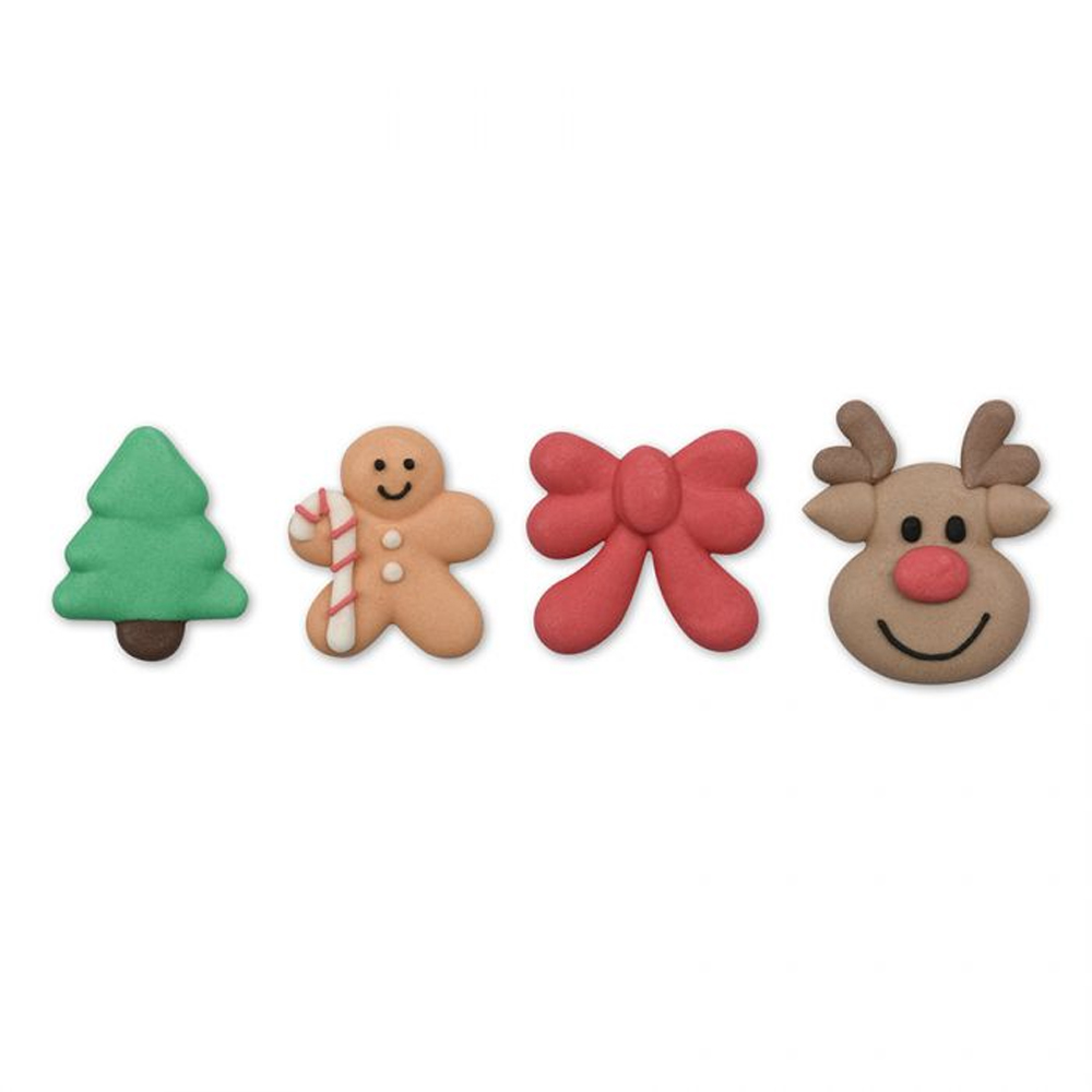 FLAT CHRISTMAS ICON SUGAR ASSORTED 4 MODELS 1PC
