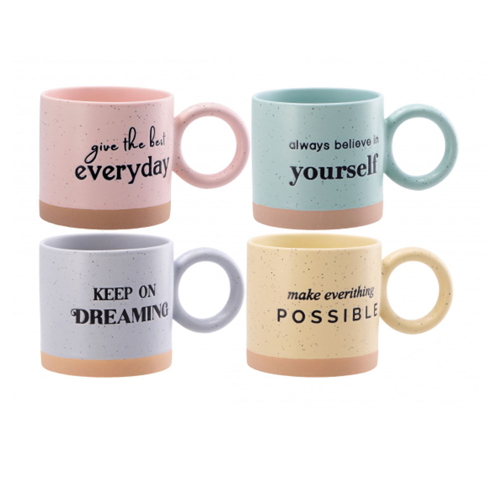 PORCELAIN MUG ASSORTED 4 COLOURS 9X8CM 330ML