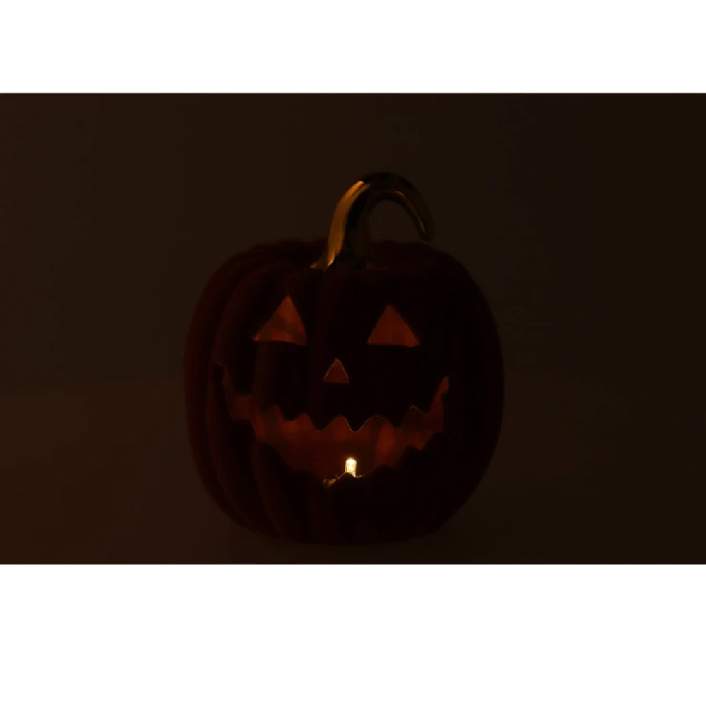 AUTUMN FLOCK SCOTTISH SPICE PUMPKIN FACE LED 13X13X14CM - Image 2