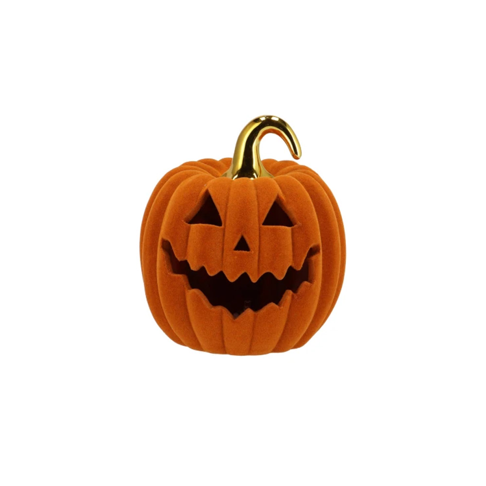 AUTUMN FLOCK SCOTTISH SPICE PUMPKIN FACE LED 13X13X14CM