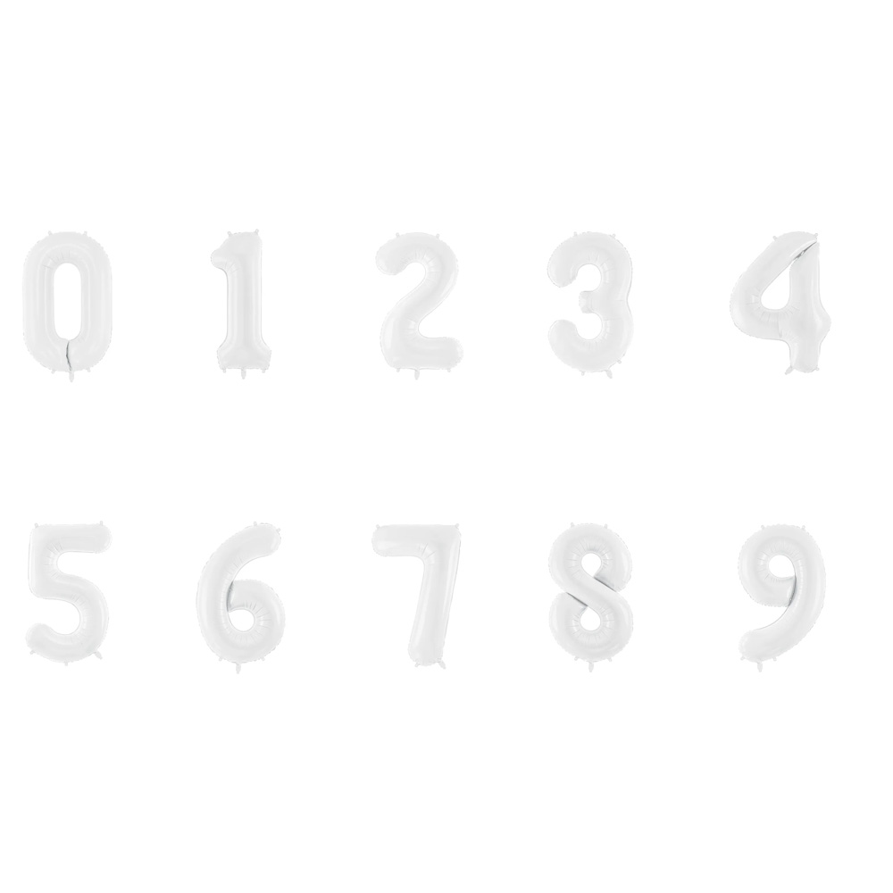FOIL BALLON NUMBER MATT WHITE 86CM