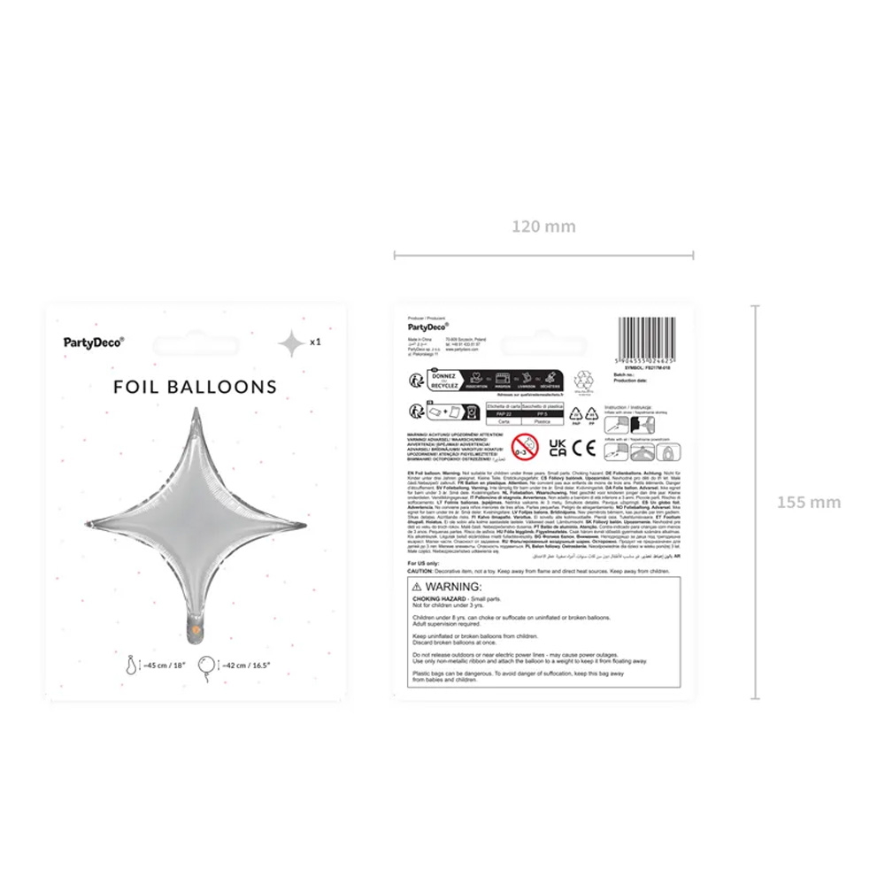 FOIL BALLOON 4-POINT STAR 45CM - Image 7