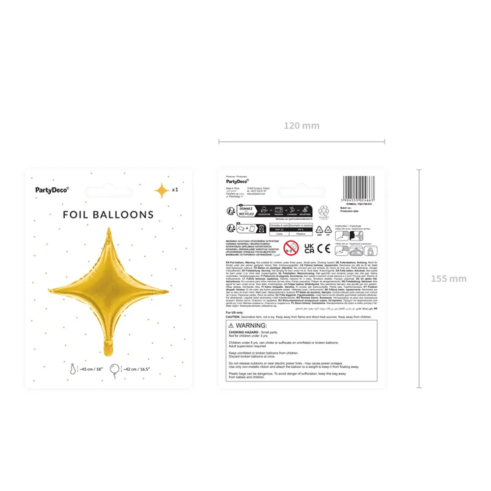 FOIL BALLOON 4-POINT STAR 45CM - Image 8