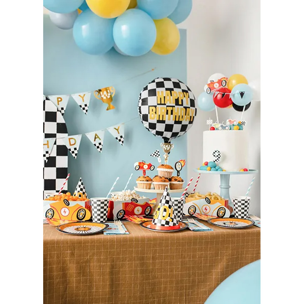 FOIL BALLOON CHECKERED FLAG HAPPY BIRTHDAY 45CM - Image 3