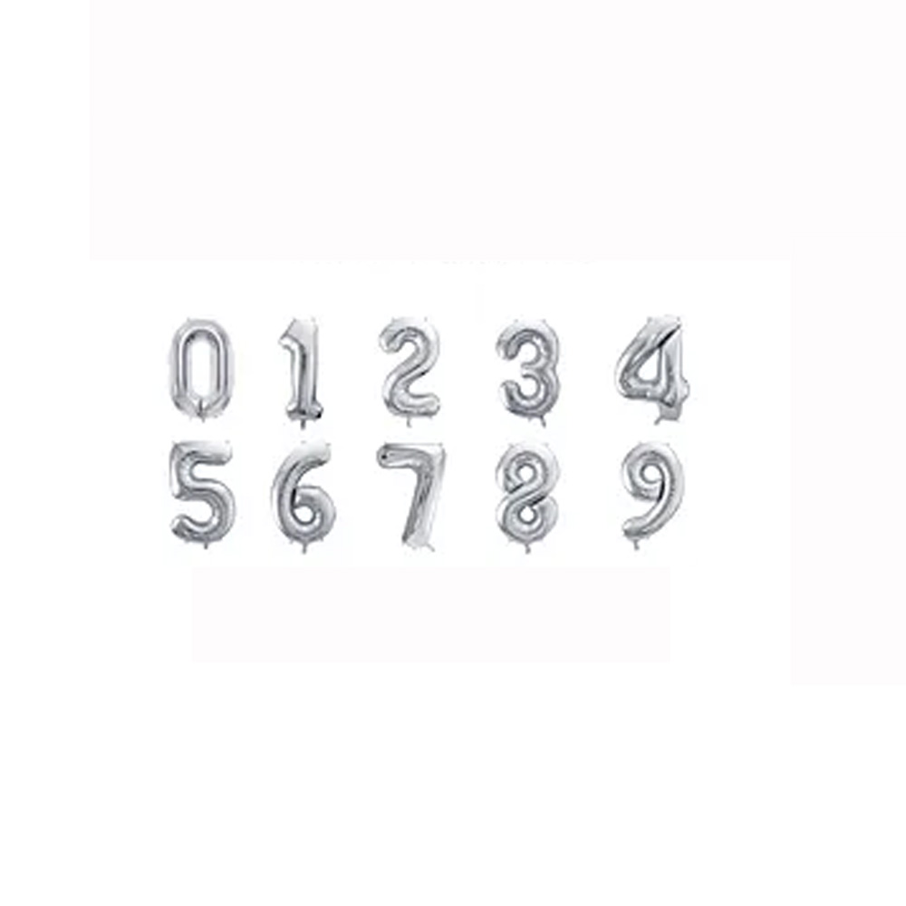 FOIL BALLOON NUMBER METALLIC SILVER 72CM