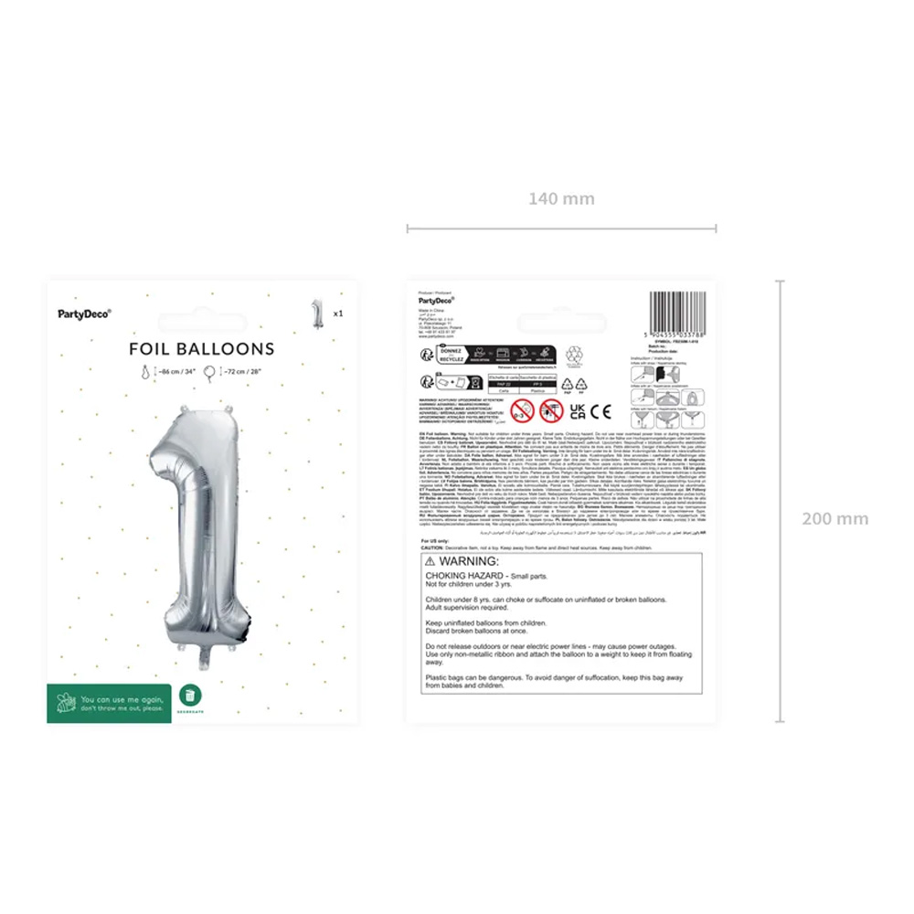 FOIL BALLOON NUMBER METALLIC SILVER 72CM - Image 3