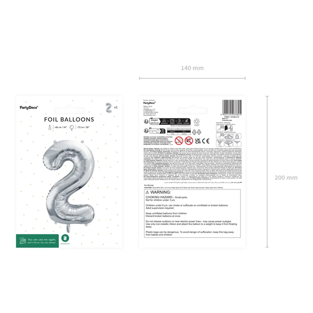 FOIL BALLOON NUMBER METALLIC SILVER 72CM - Image 5