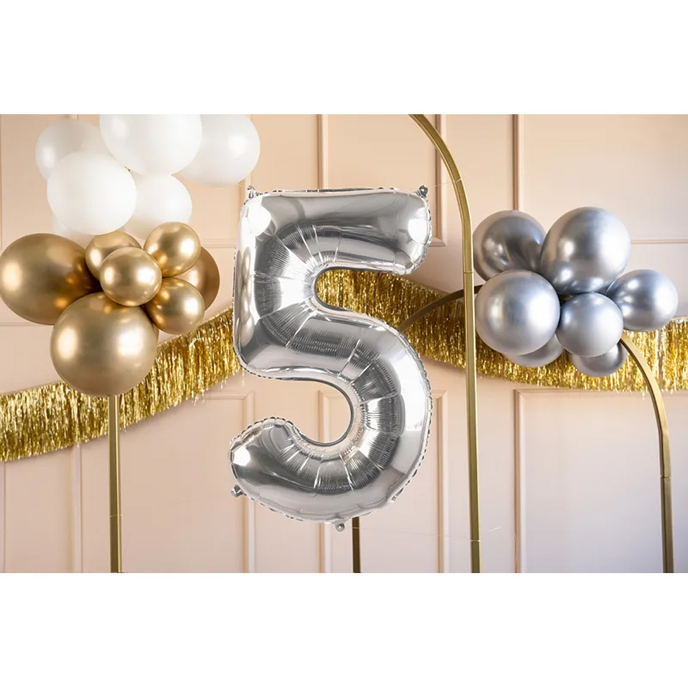 FOIL BALLOON NUMBER METALLIC SILVER 72CM - Image 10