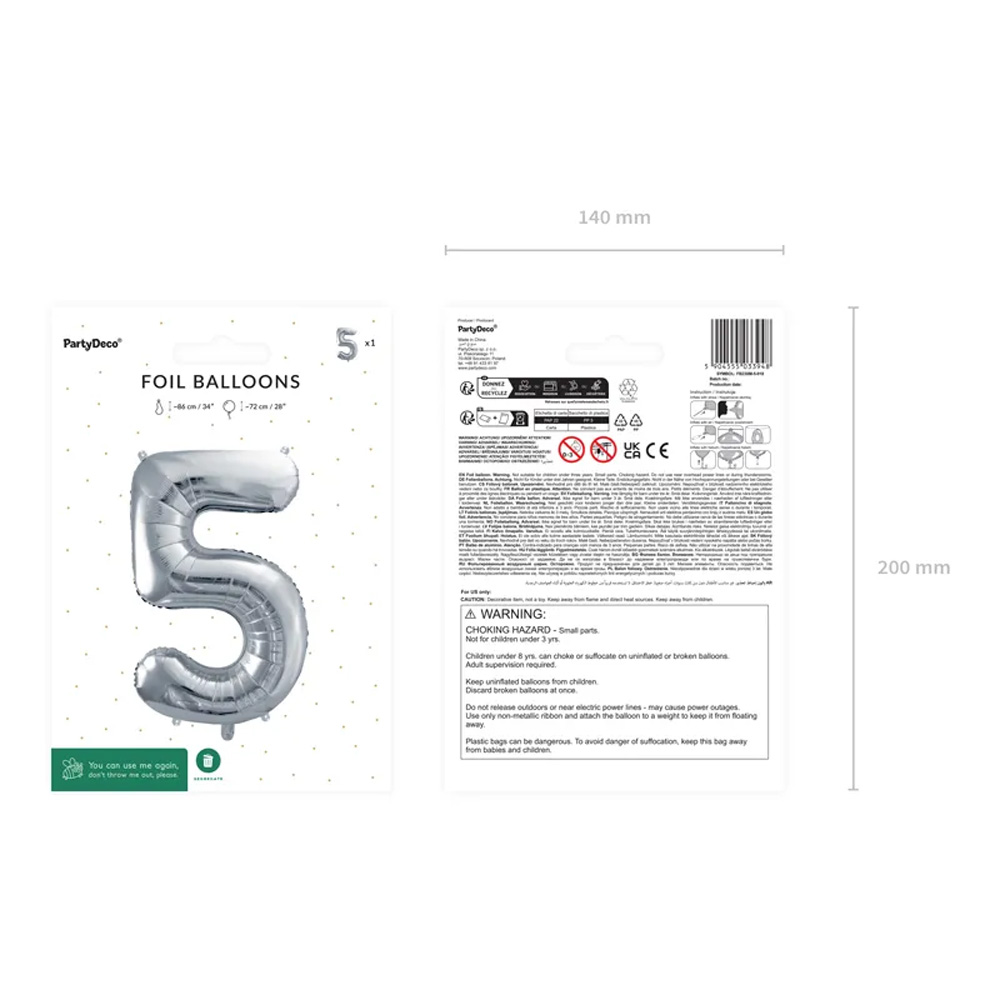 FOIL BALLOON NUMBER METALLIC SILVER 72CM - Image 11
