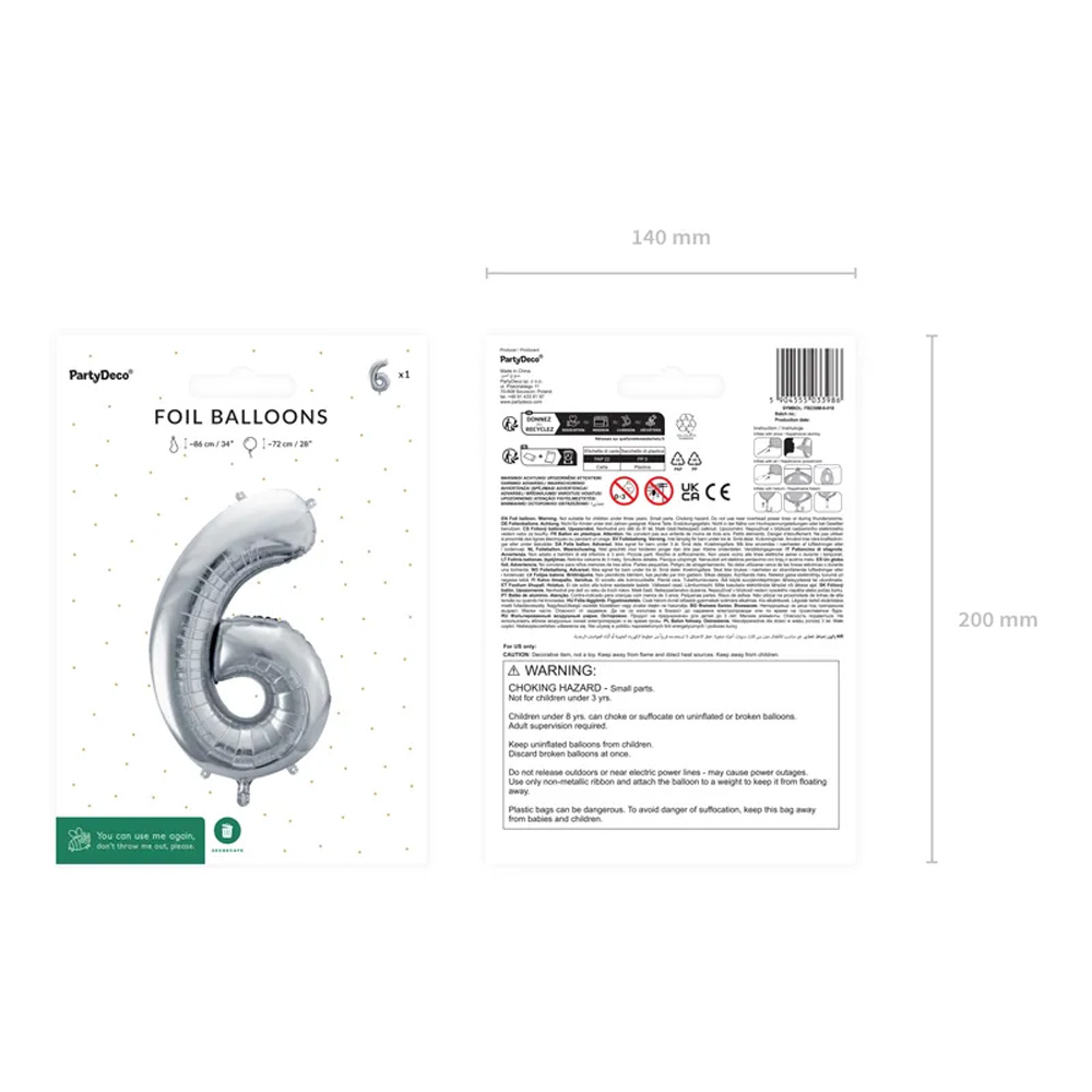 FOIL BALLOON NUMBER METALLIC SILVER 72CM - Image 13