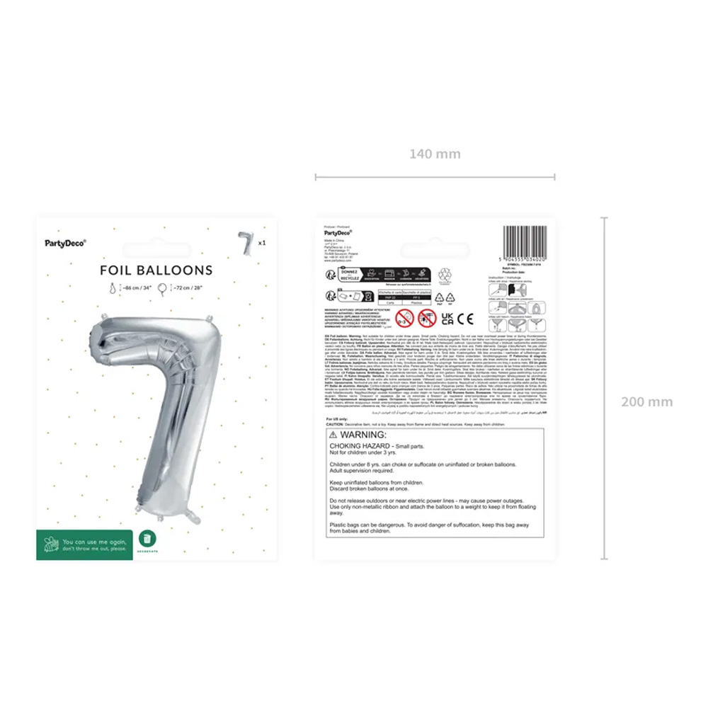 FOIL BALLOON NUMBER METALLIC SILVER 72CM - Image 15