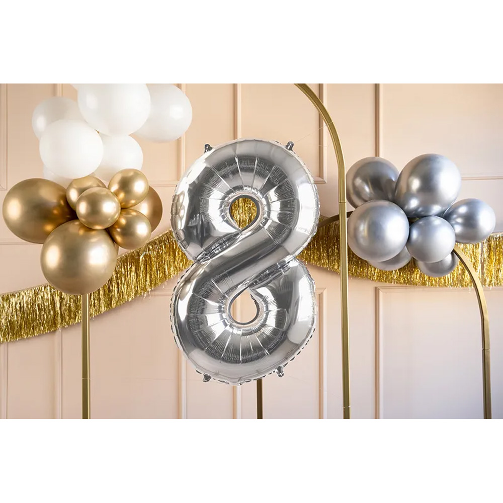 FOIL BALLOON NUMBER METALLIC SILVER 72CM - Image 16