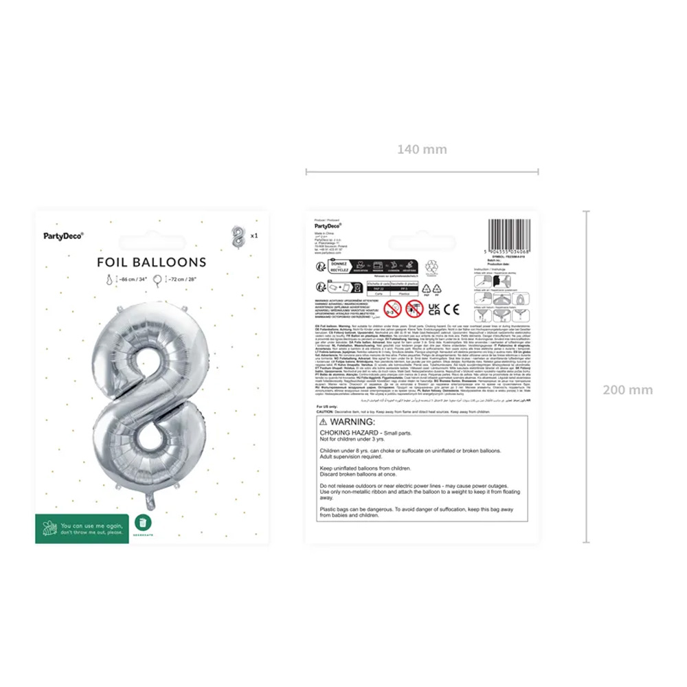 FOIL BALLOON NUMBER METALLIC SILVER 72CM - Image 17