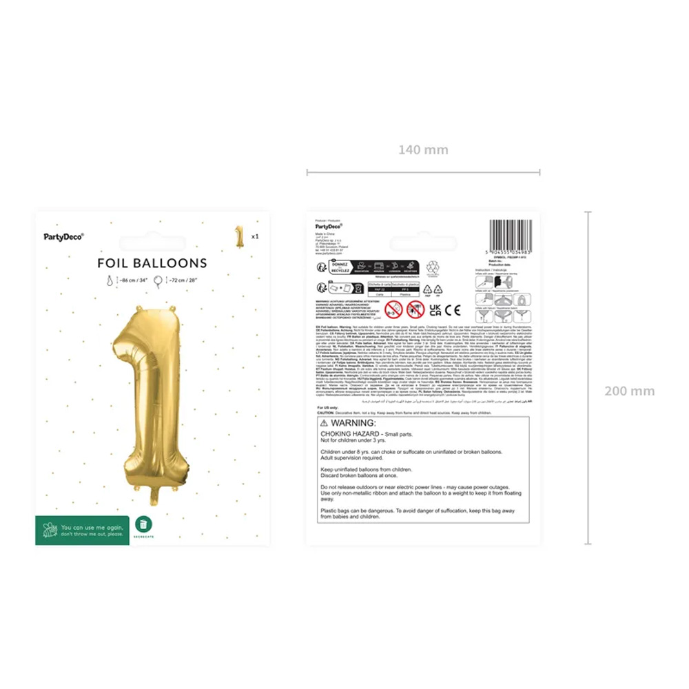 FOIL BALLOON NUMBER METALLIC LIGHT GOLD 72CM - Image 3