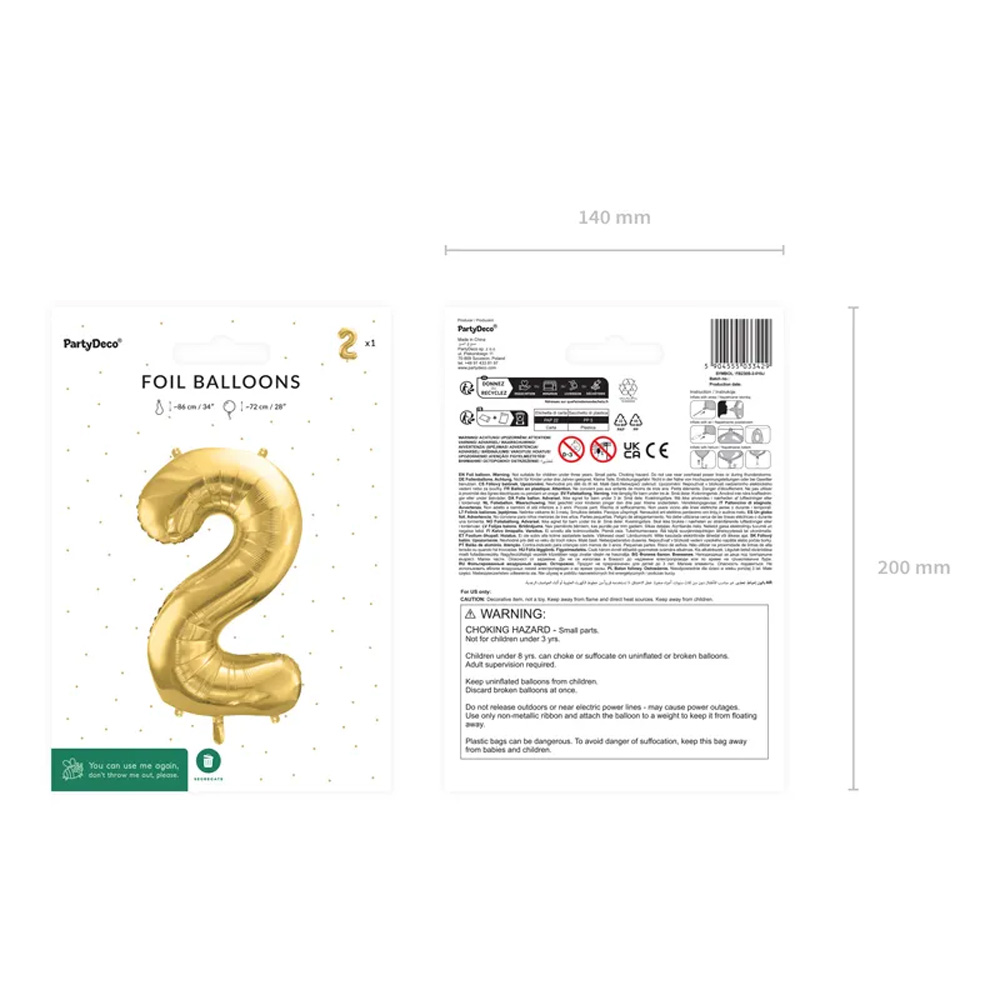 FOIL BALLOON NUMBER METALLIC LIGHT GOLD 72CM - Image 5
