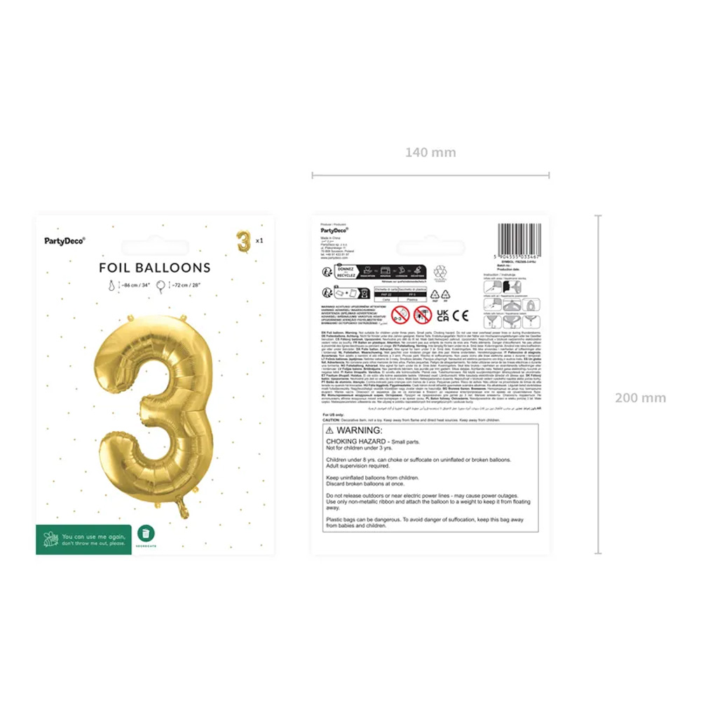FOIL BALLOON NUMBER METALLIC LIGHT GOLD 72CM - Image 7