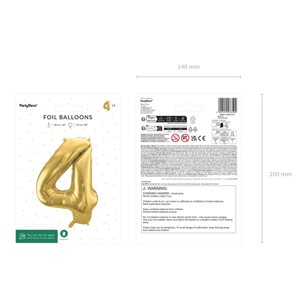 FOIL BALLOON NUMBER METALLIC LIGHT GOLD 72CM - Image 9