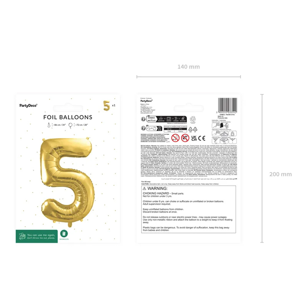 FOIL BALLOON NUMBER METALLIC LIGHT GOLD 72CM - Image 11