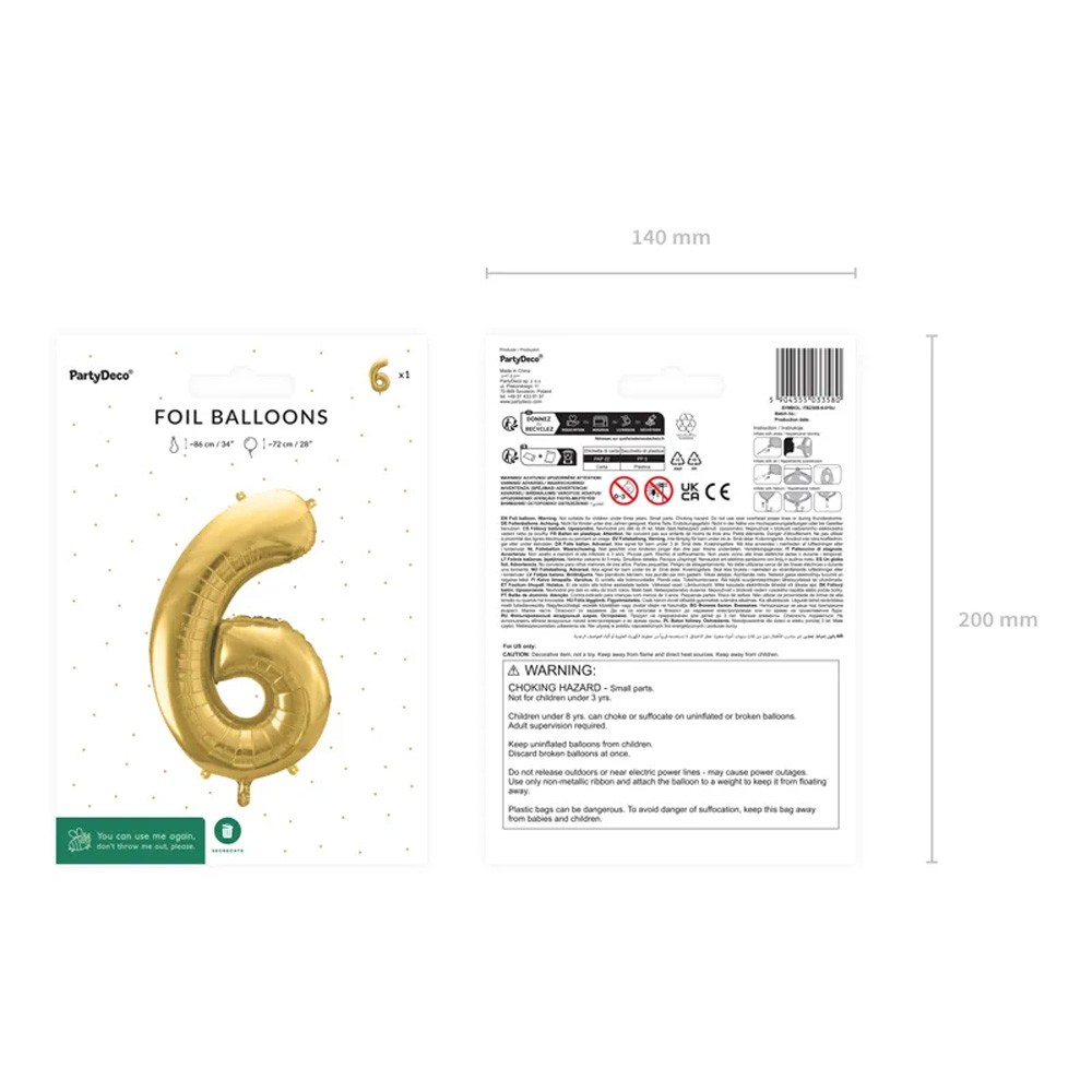 FOIL BALLOON NUMBER METALLIC LIGHT GOLD 72CM - Image 13