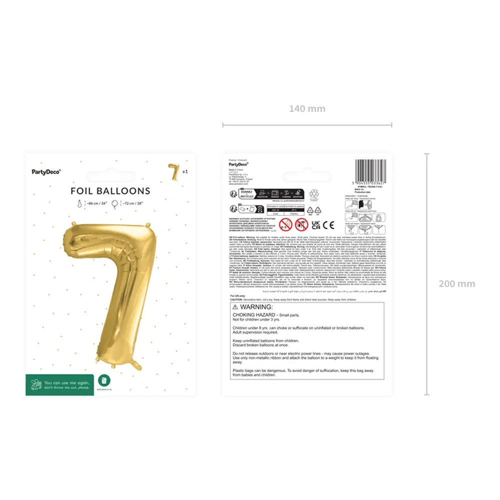 FOIL BALLOON NUMBER METALLIC LIGHT GOLD 72CM - Image 15