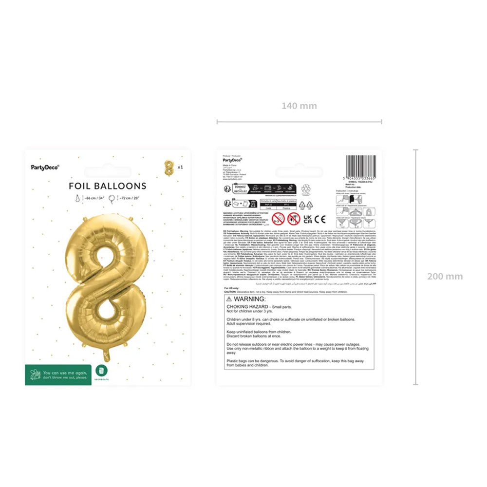 FOIL BALLOON NUMBER METALLIC LIGHT GOLD 72CM - Image 17
