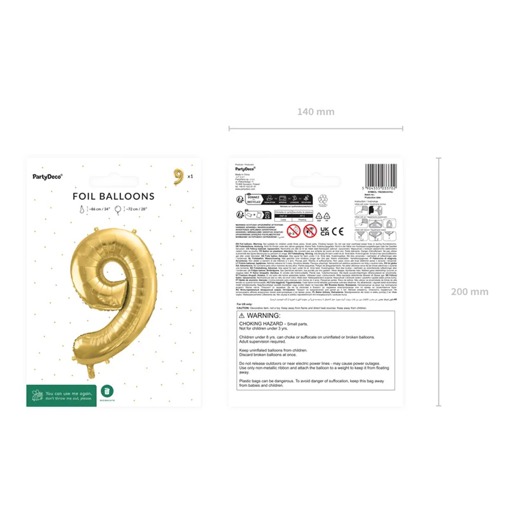 FOIL BALLOON NUMBER METALLIC LIGHT GOLD 72CM - Image 19
