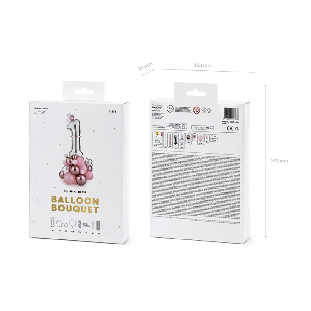 BALLOON BOUQUET NUMBER 1 PINK 90X140CM - Image 4