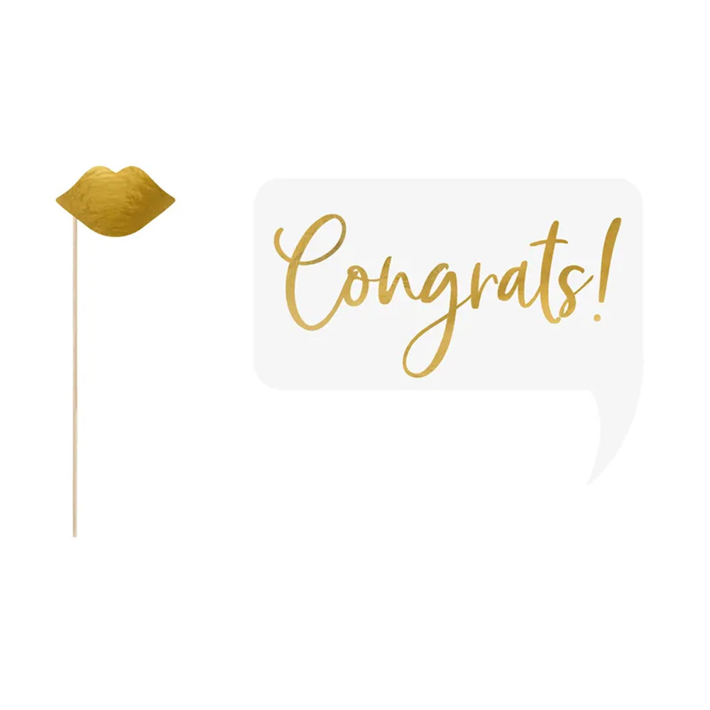 WEDDING PHOTO PROPS MIX GOLD 10PCS - Image 3