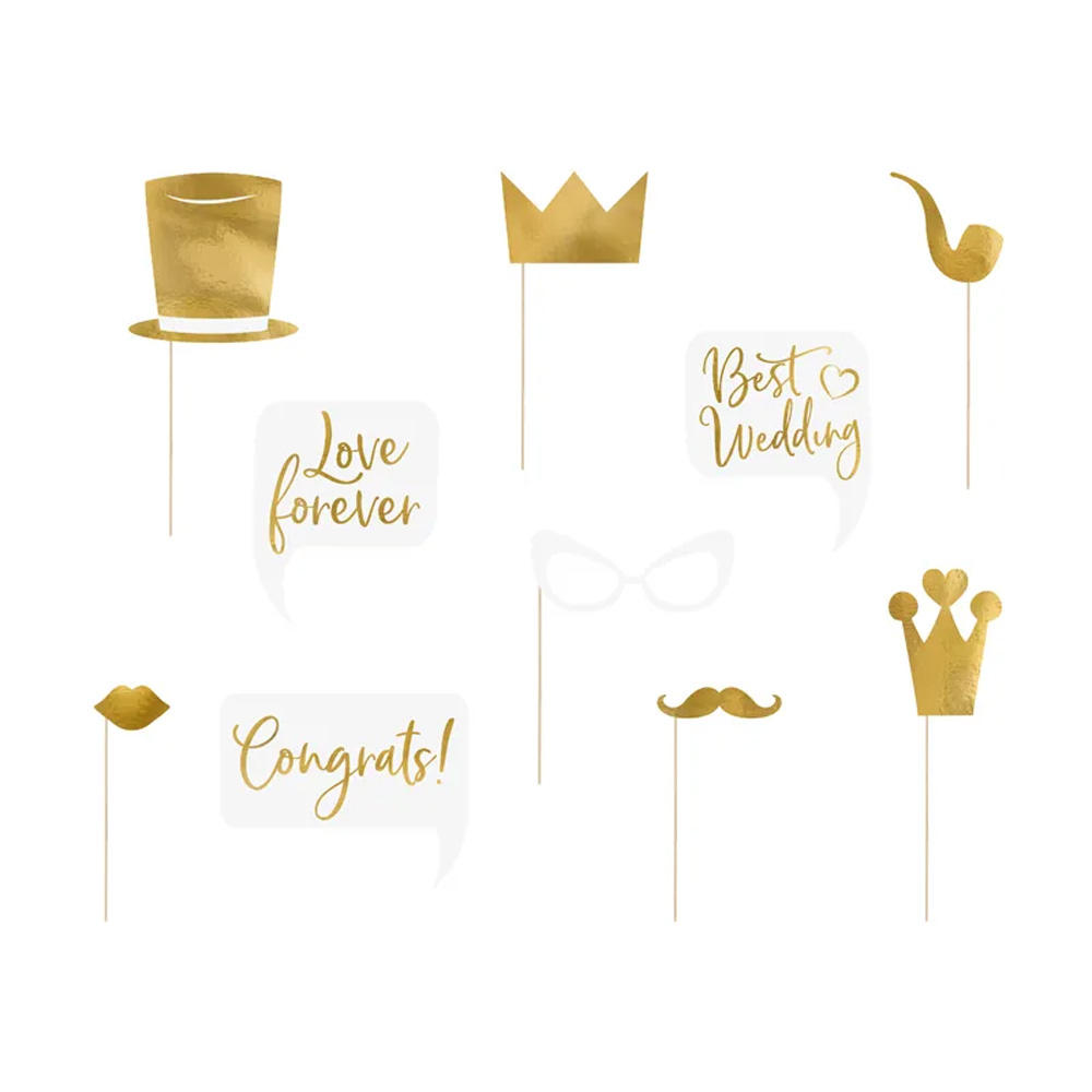 WEDDING PHOTO PROPS MIX GOLD 10PCS