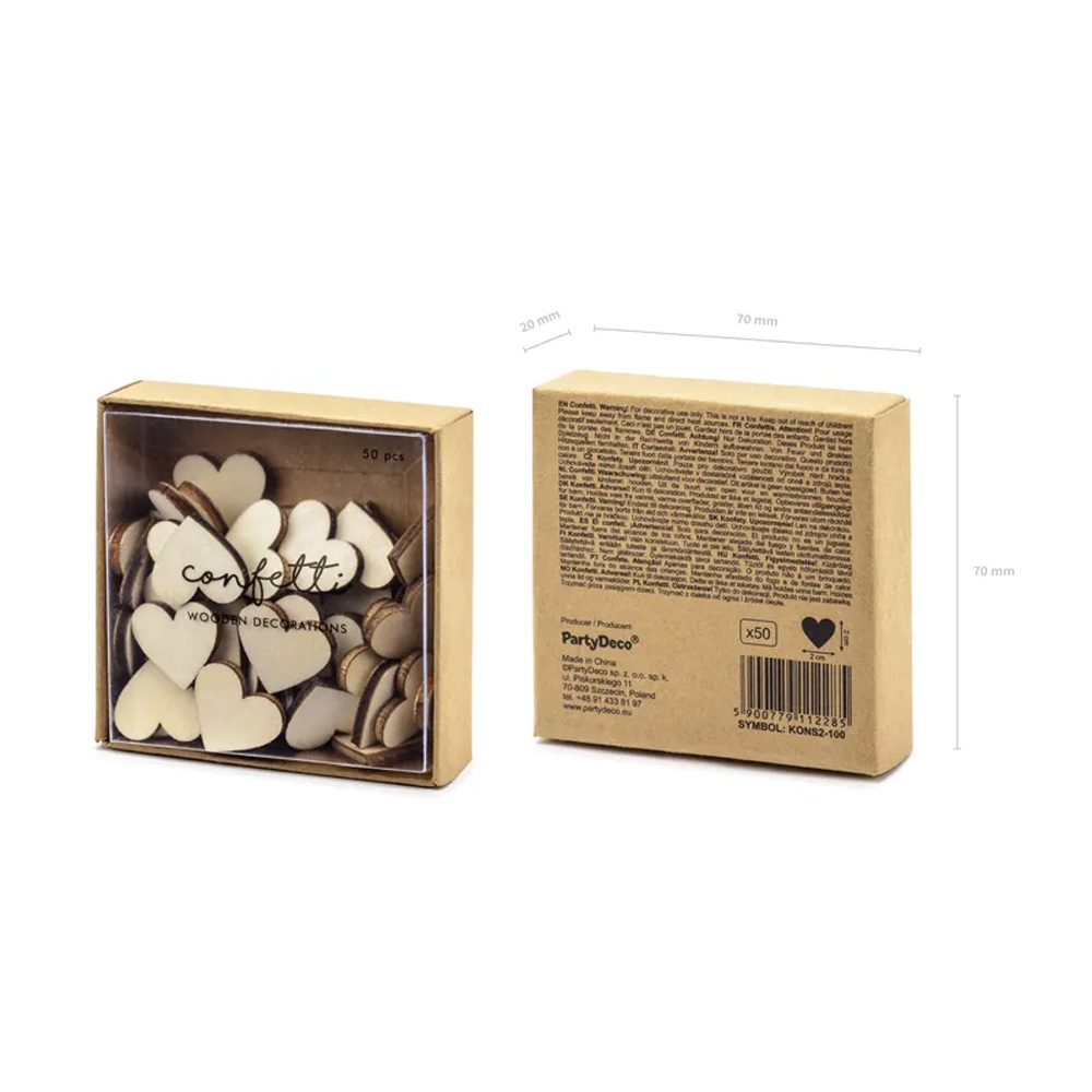 WOODEN CONFETTI HEARTS 2X2CM 50PCS - Image 7