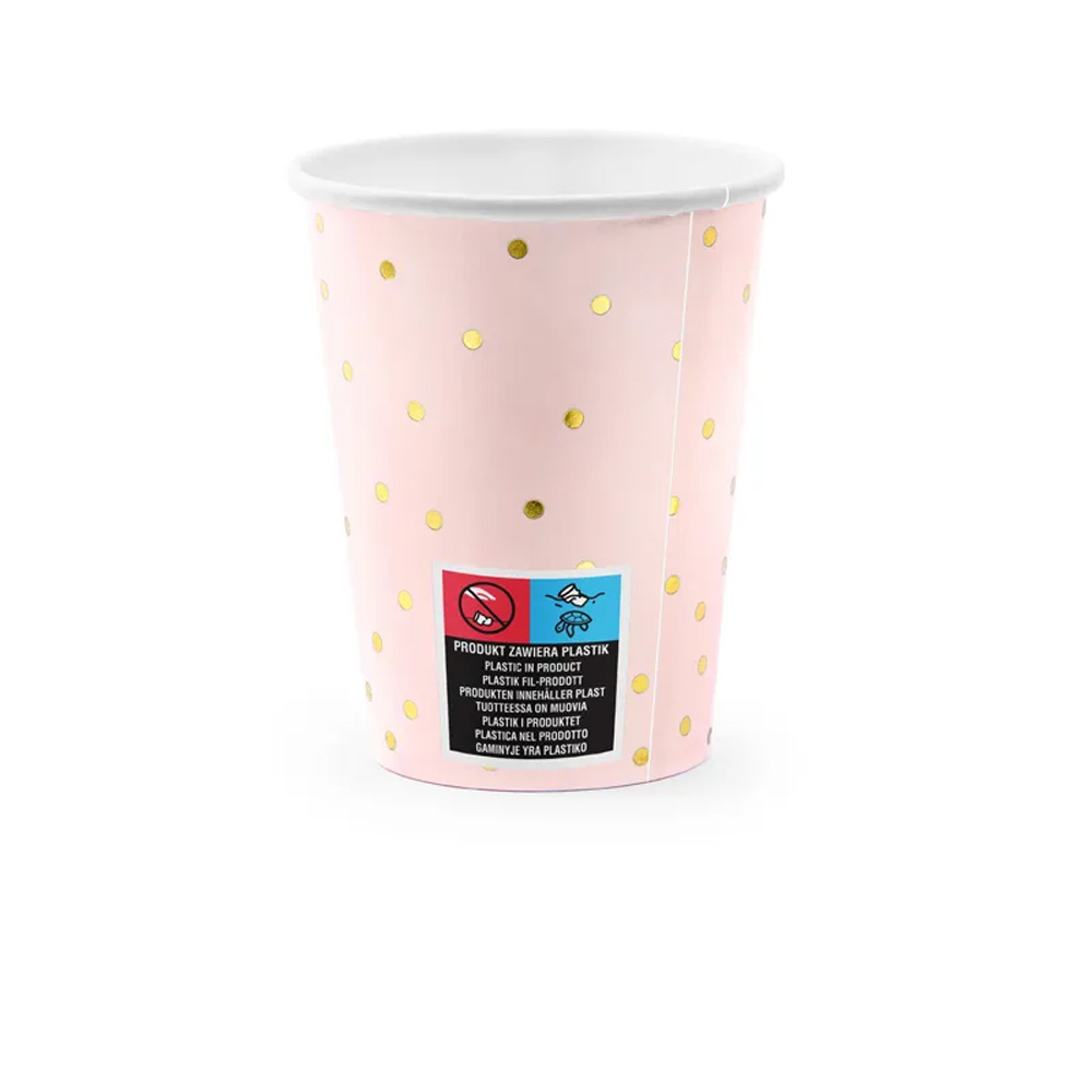 CUPS POLKA DOTS LIGHT PINK 260ML 6PCS - Image 3