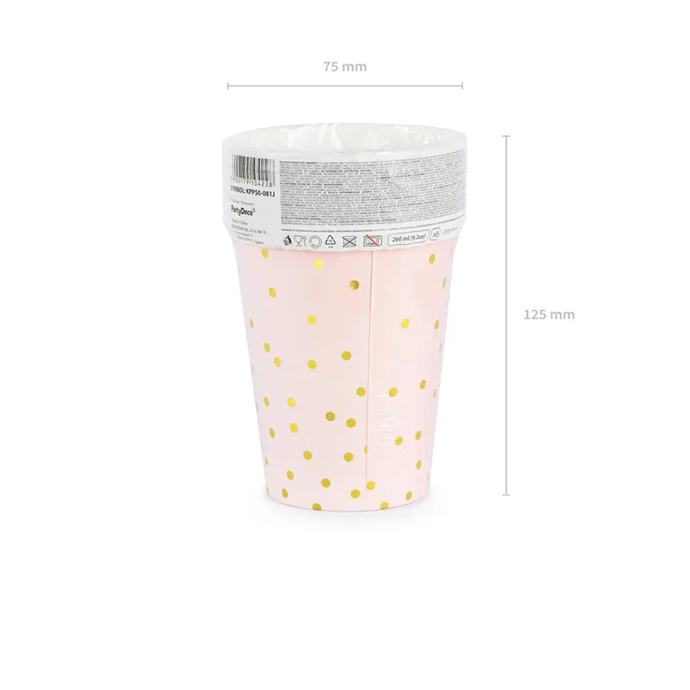 CUPS POLKA DOTS LIGHT PINK 260ML 6PCS - Image 2