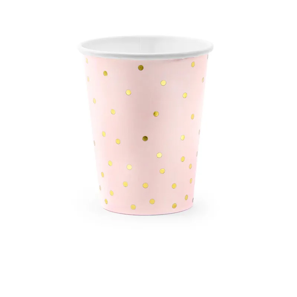 CUPS POLKA DOTS LIGHT PINK 260ML 6PCS