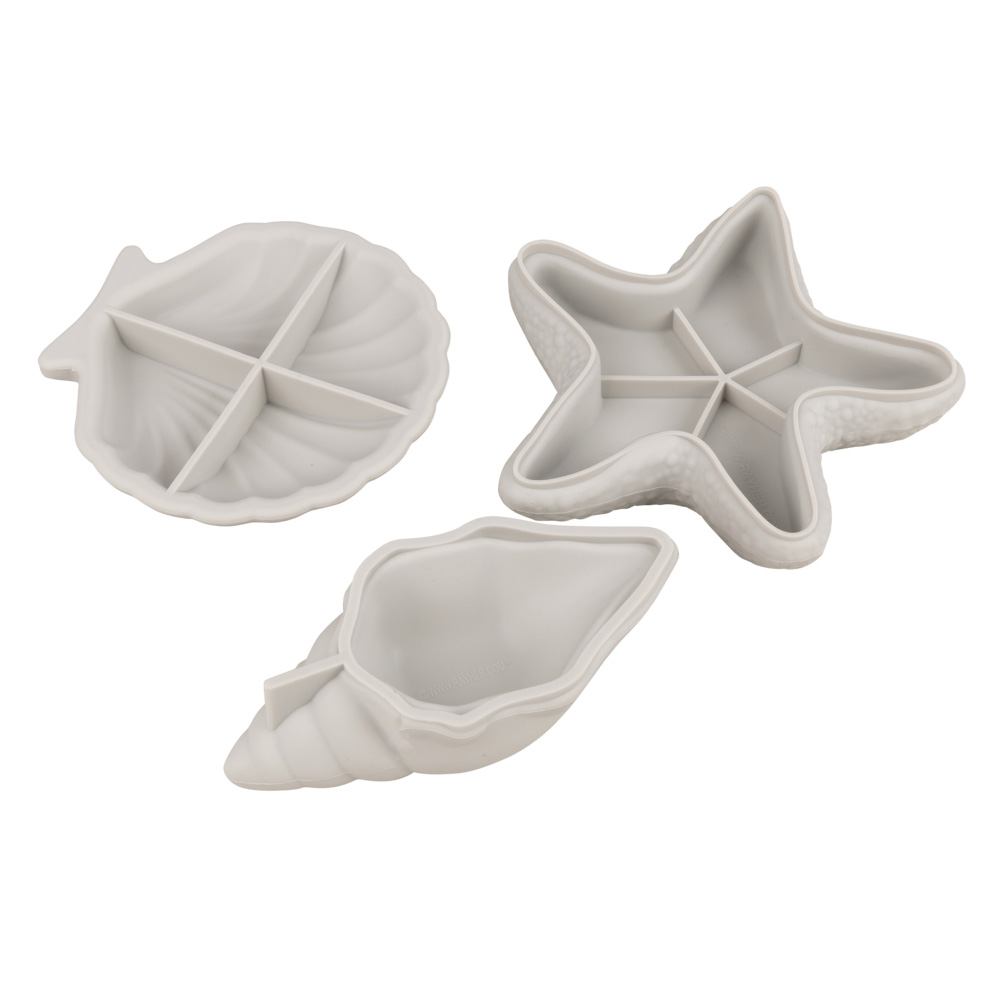 SILICONE MOULD SET STARFISH + SHELLS DECORATIVE BOWLS 3-PART - Image 2