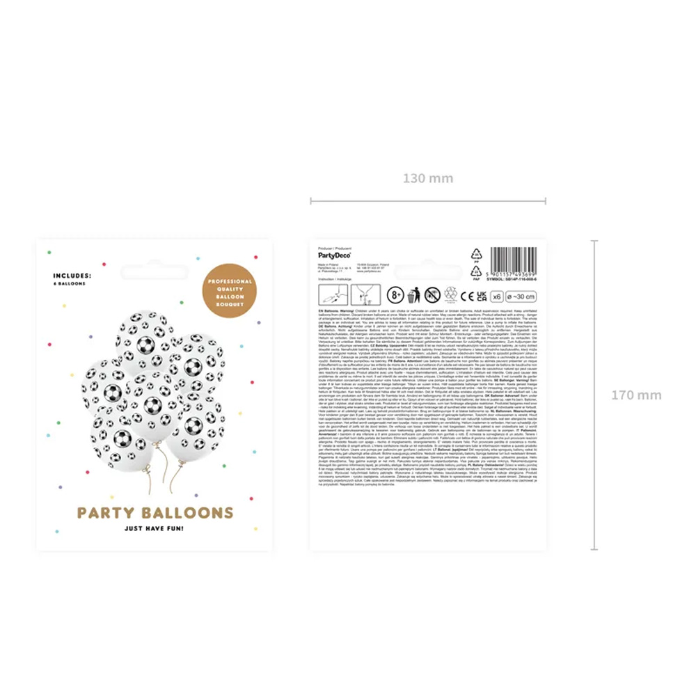 BALLOONS FOOTBALLS PASTEL PURE WHITE 30CM 6PCS - Image 3