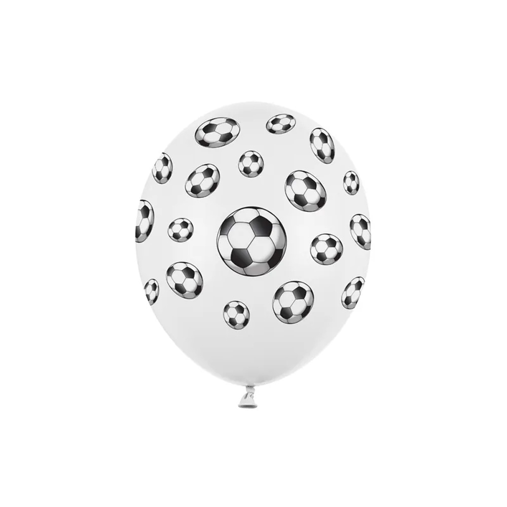 BALLOONS FOOTBALLS PASTEL PURE WHITE 30CM 6PCS
