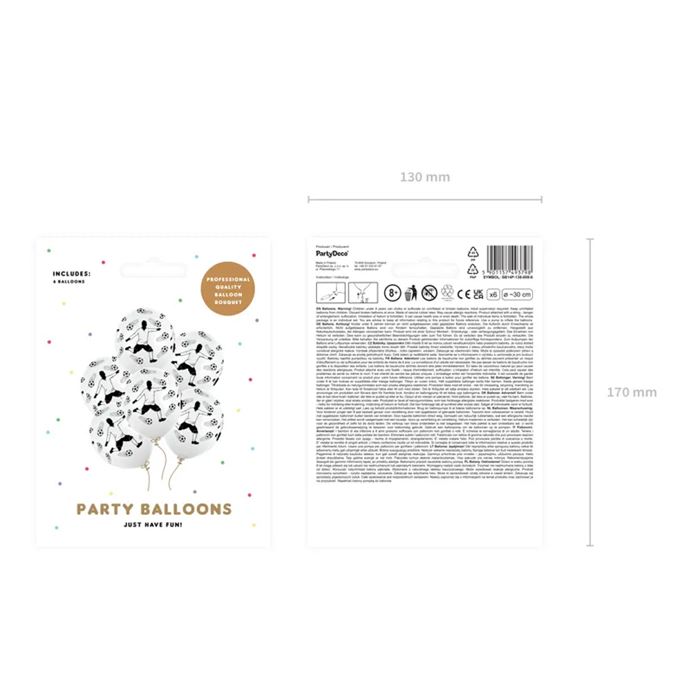 BALLOONS FOOTBALLER AND BALLS 30CM 6PCS - Image 3