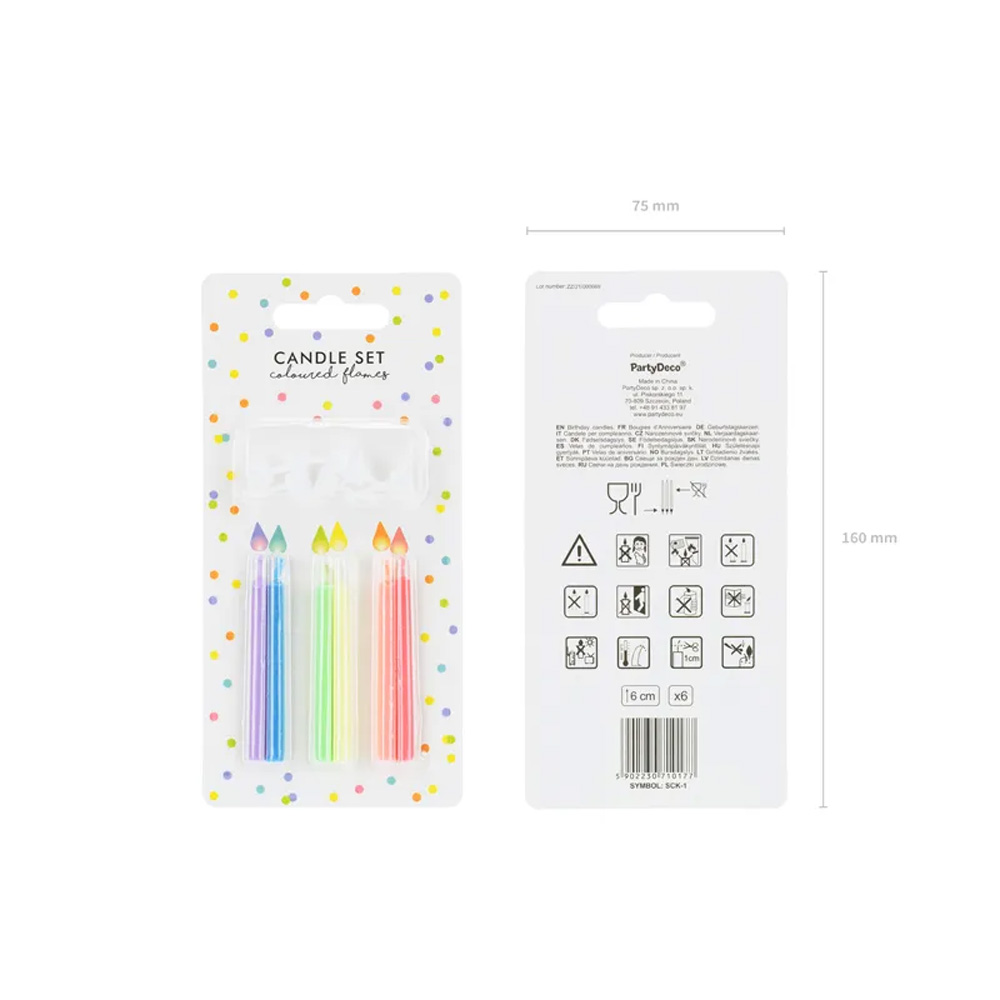 BIRTHDAY CANDLES COLOURED FLAMES MIX 6PCS - Image 4