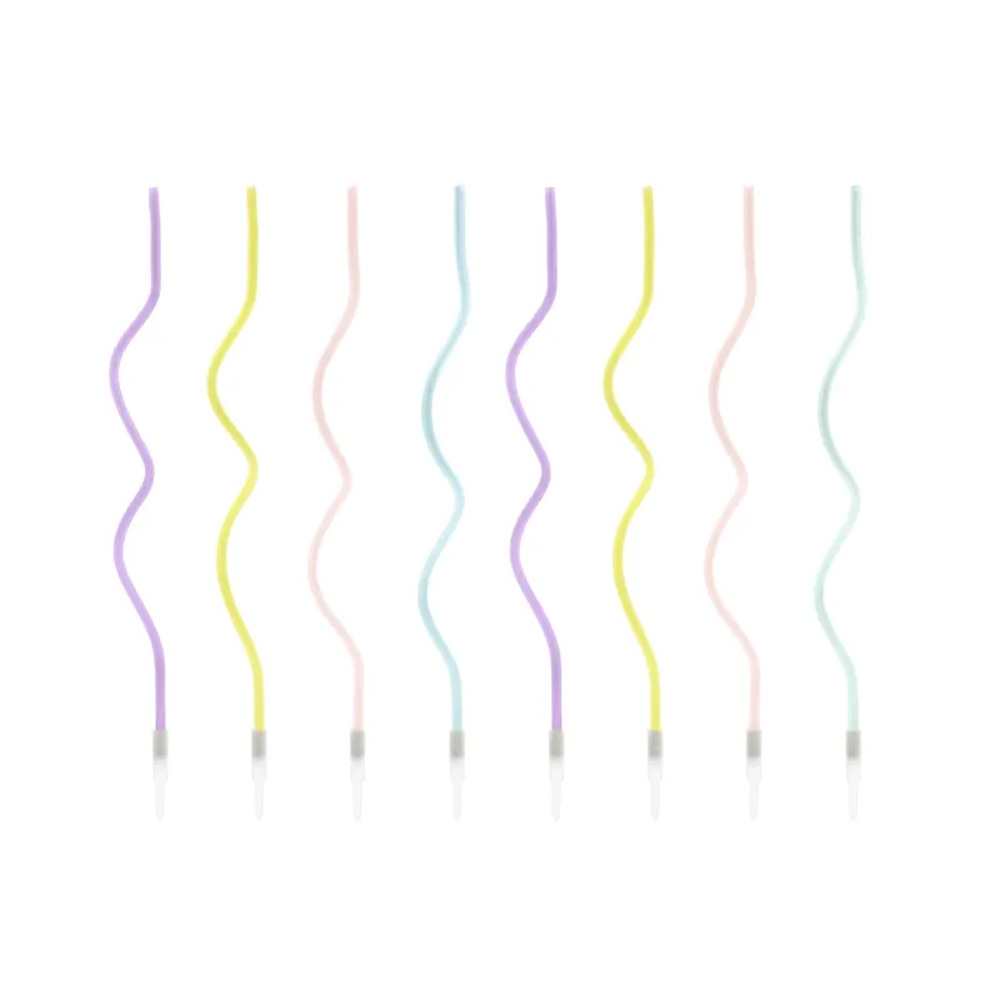 BIRTHDAY CANDLES CURL MIX 14CM 8PCS