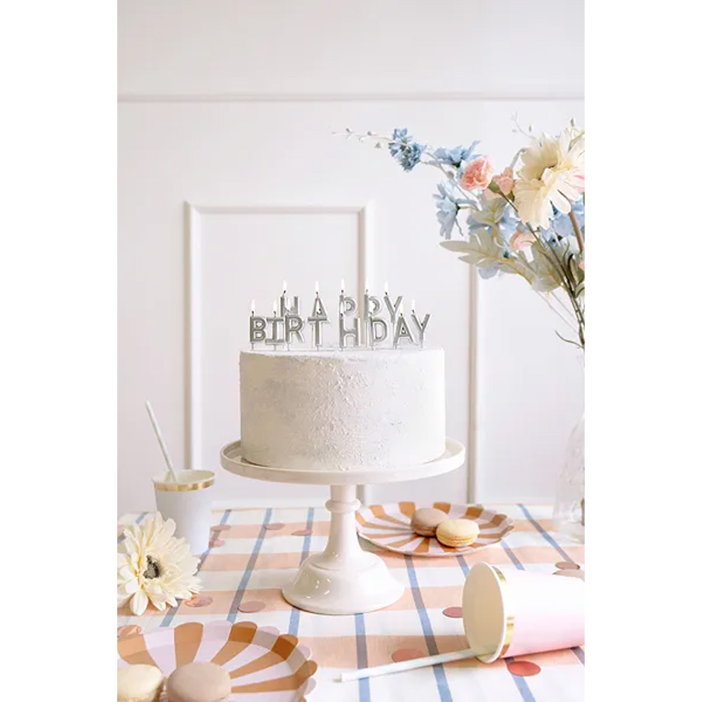 BIRTHDAY CANDLES HAPPY BIRTHDAY SILVER 2.5CM 13PCS - Image 2
