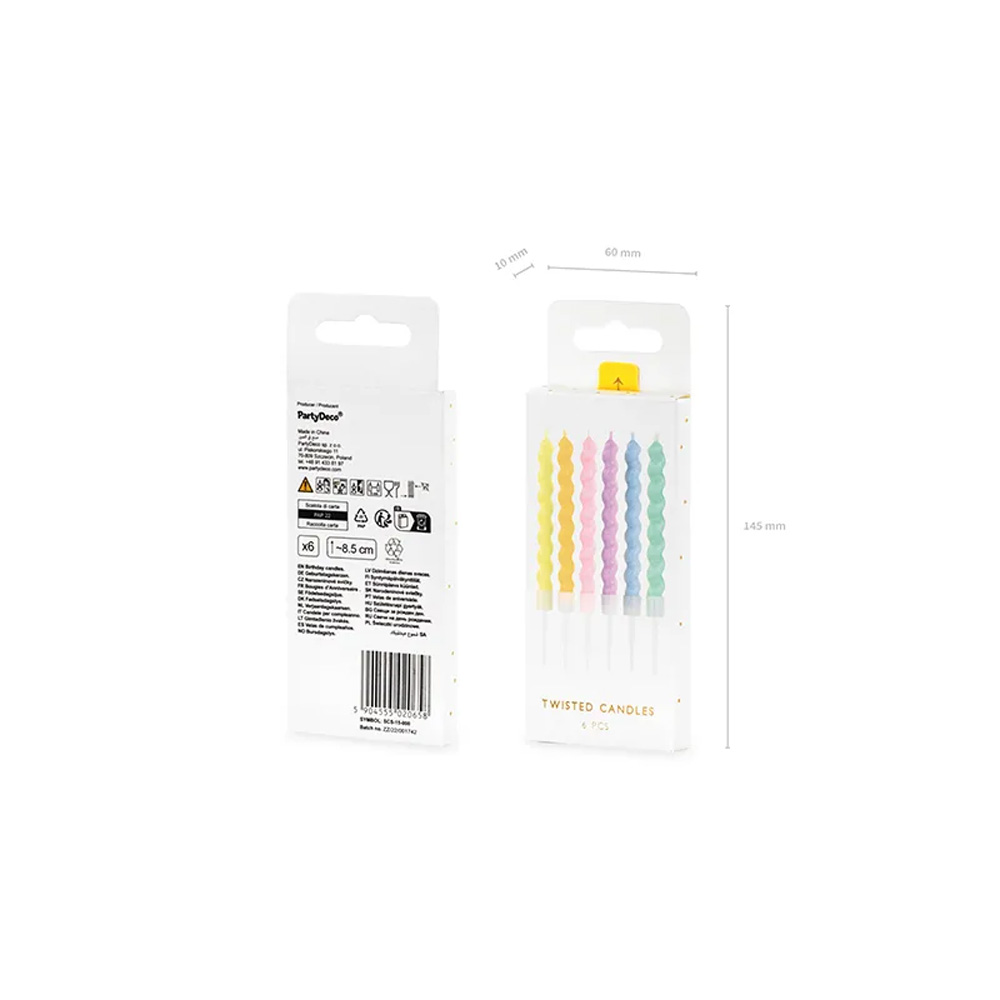 BIRTHDAY CANDLES CURL MIX 8.5CM 6PCS - Image 6