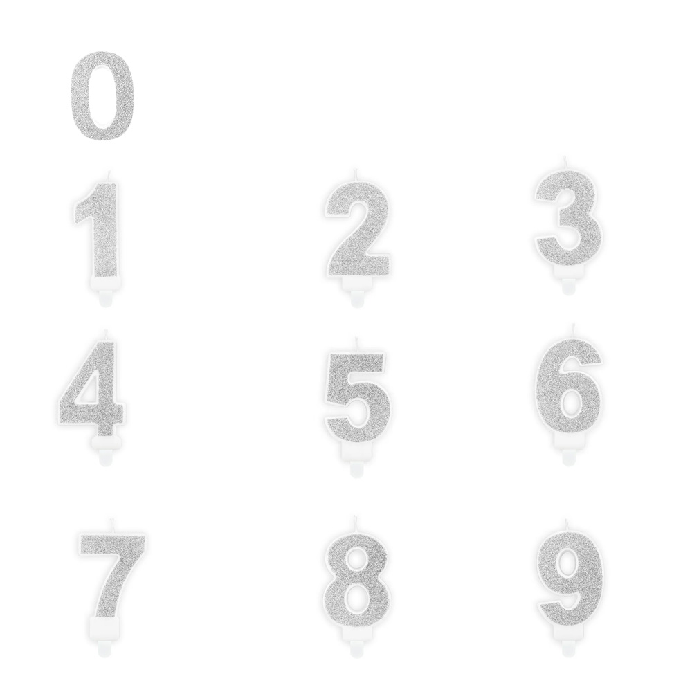 BIRTHDAY CANDLE NUMBER SILVER 7CM