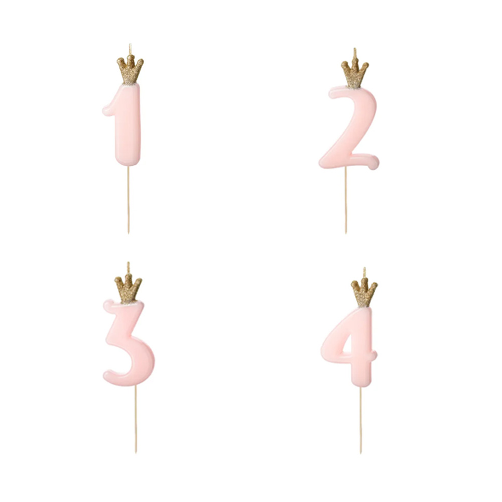 BIRTHDAY CANDLE NUMBER LIGHT PINK 9.5CM