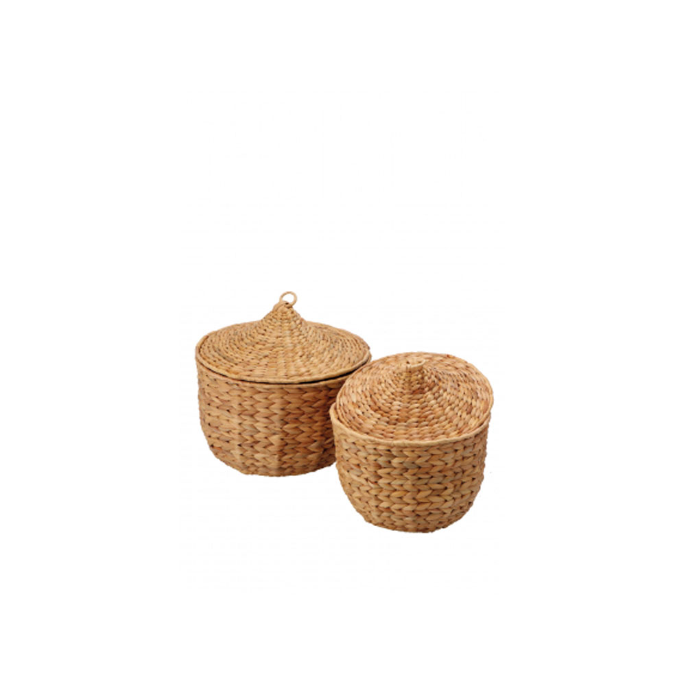 ROUND WATER HYACINTH BASKETS NIRI WITH LID