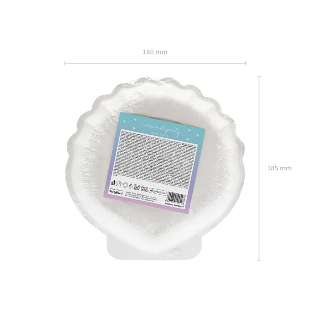 PLATES MERMAID SEASHELL IRIDESCENT 18.5CM 6PCS - Image 2